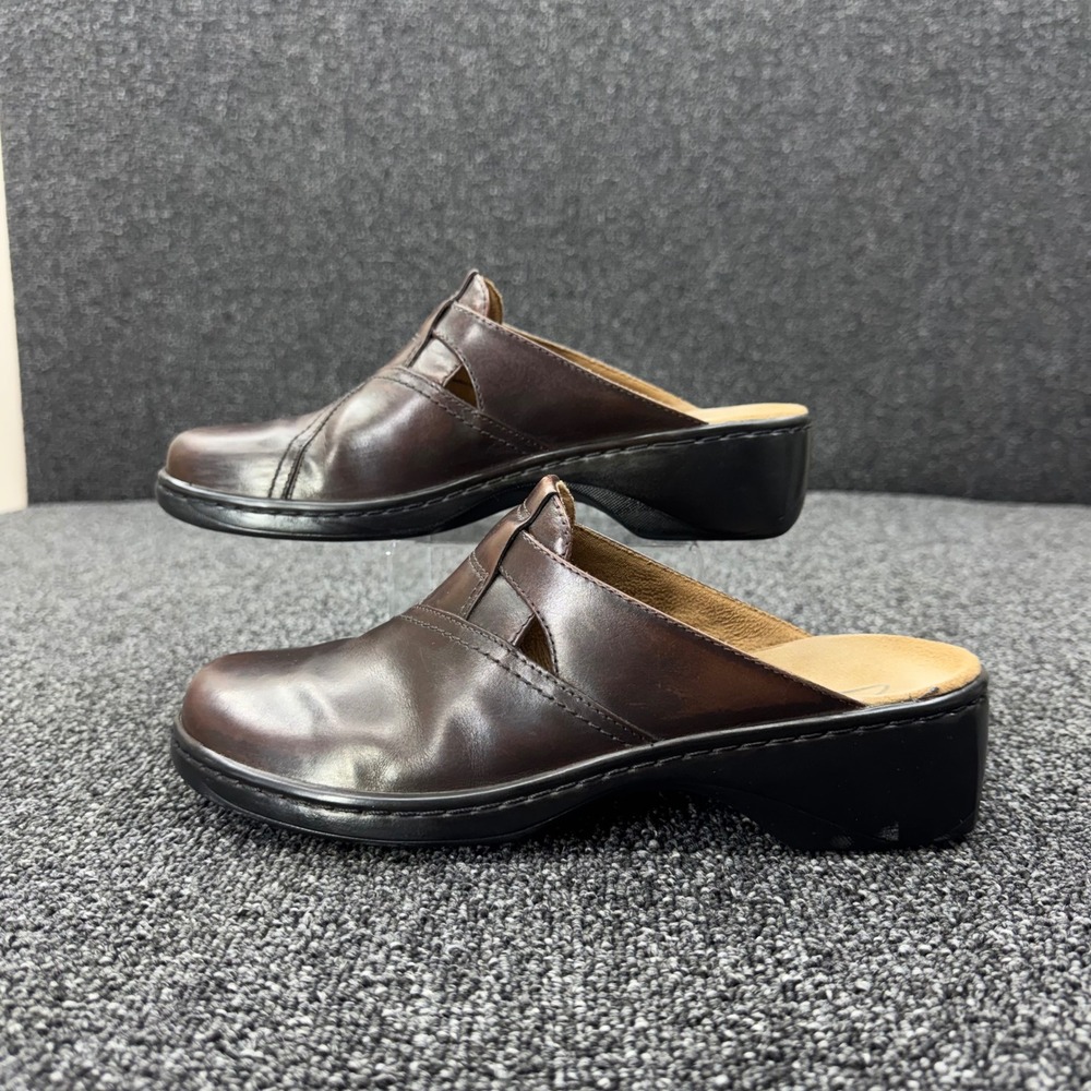 Clarks 32546 Leather Slip On Mules Womens 9M Brown Good retro boho earthy